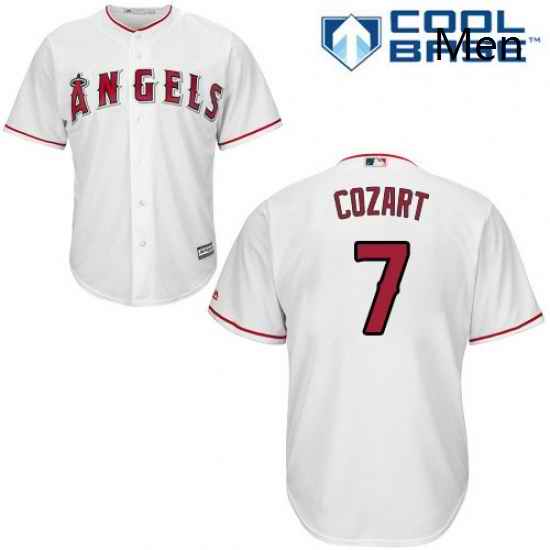 Mens Majestic Los Angeles Angels of Anaheim 7 Zack Cozart Replica White Home Cool Base MLB Jersey